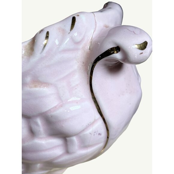 Vintage Pink Weaved Look Ceramic Planter With Grape & Leaf Design - Picture 8 of 13